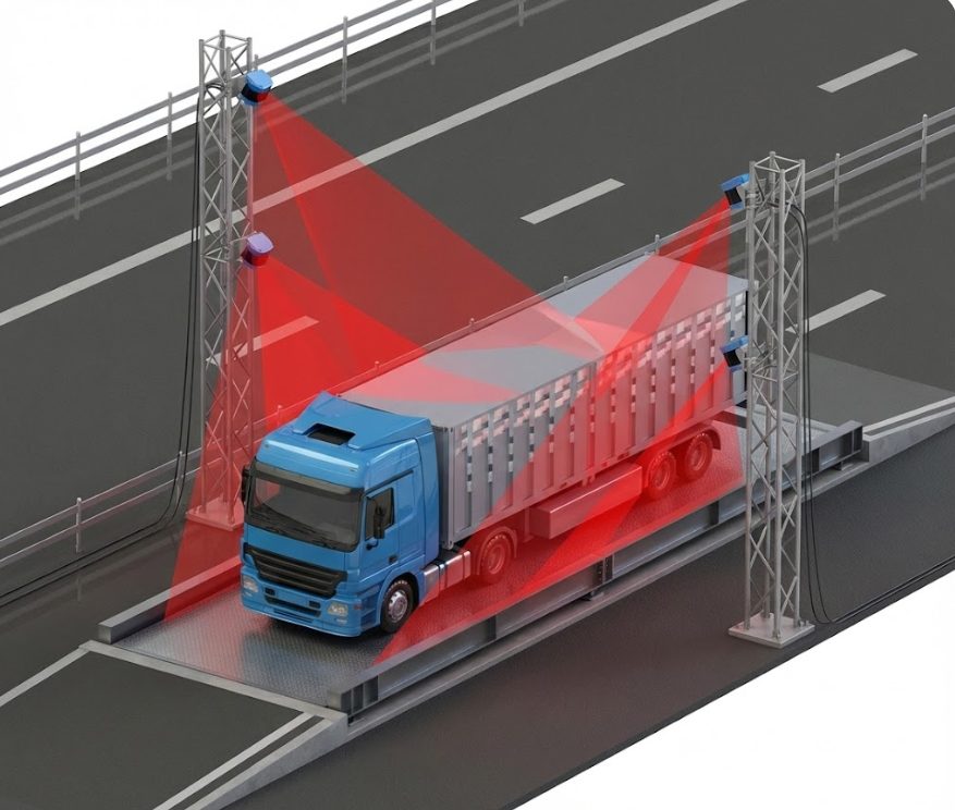 Camión sobre báscula con sistema de visión artificial y mapeo 3D